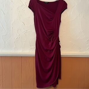 Asymmetrical Neckline Burgundy Dress Size Medium
